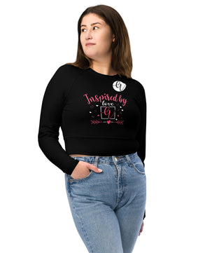 Inspired by love Recycled long-sleeve crop top