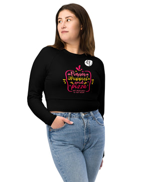 Purses puppies and pizza Recycled long-sleeve crop top