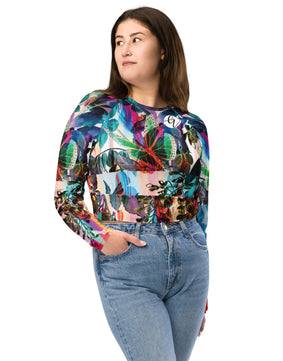 Sparkling floral Recycled long-sleeve crop top