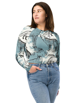 Lama floral Recycled long-sleeve crop top