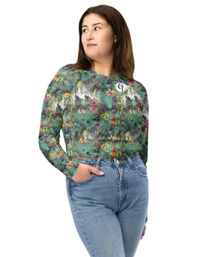 Poplin multicolored Recycled long-sleeve crop top