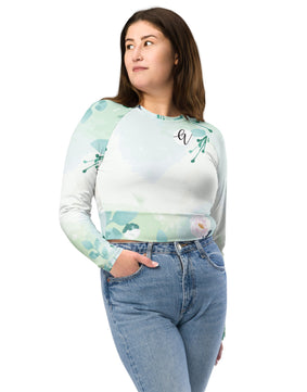 Flowers floral Recycled long-sleeve crop top