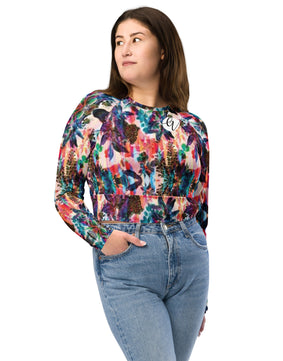 Multicolored Recycled long-sleeve crop top