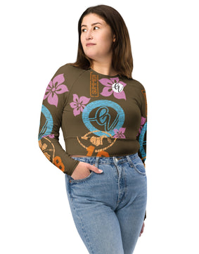 Floral Recycled long-sleeve crop top