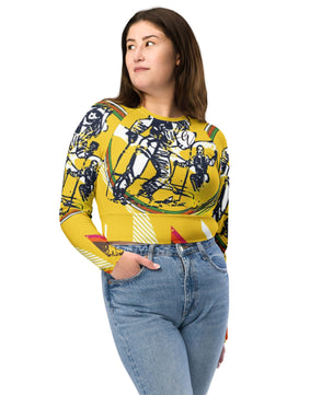 Yellow colored Recycled long-sleeve crop top