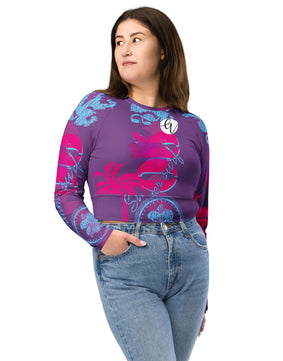 Pinkish blue summers Recycled long-sleeve crop top