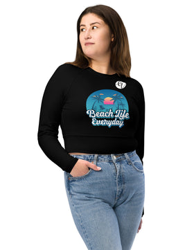 Beach life Recycled long-sleeve crop top