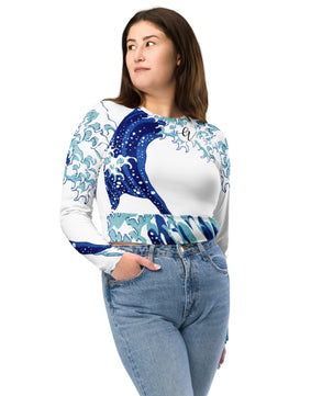 The great wave Recycled long-sleeve crop top