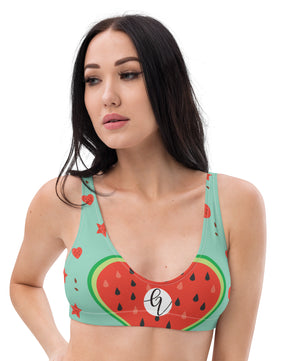 Watermelon hearted padded bikini top