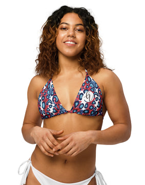 red-blue-leopard-pattern All-over print recycled string bikini top