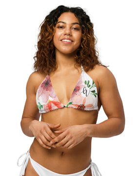 white-flowery-pattern All-over print recycled string bikini top