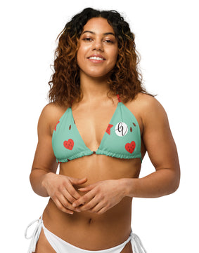 Watermelon-Heart All-over print recycled string bikini top