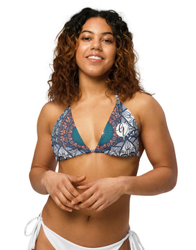 Mandala-Print All-over print recycled string bikini top