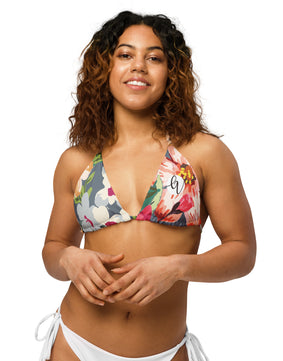 Wild-floral All-over print recycled string bikini top