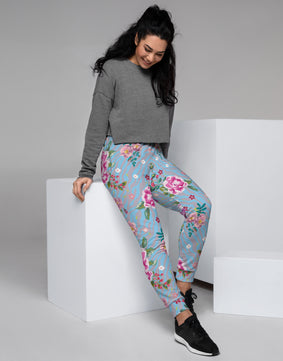 Pink blue floral Women's Joggers