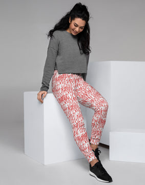 Red white floral Women's Joggers