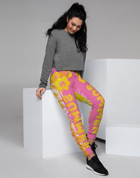 Yellow pink floral Women's Joggers