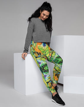 Green leaf floral Women's Joggers