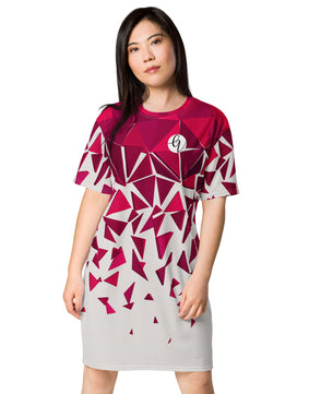 Red ruby mosaic T-shirt dress