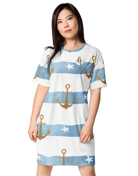 Anchor stripes T-shirt dress