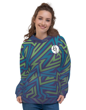 Green blue linear Hoodie