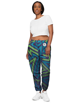 Blue green lined track pants