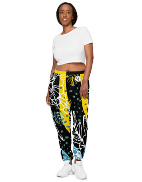 Yellow floral track pants