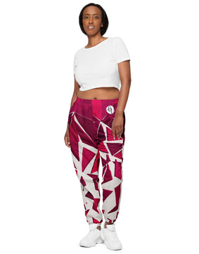 Red ruby mosaic track pants