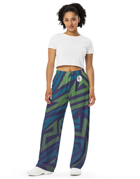 Lined floral All-over print unisex wide-leg pants