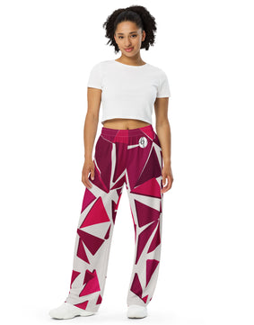 red ruby mosaic All-over print unisex wide-leg pants