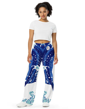 The great wave All-over print unisex wide-leg pants