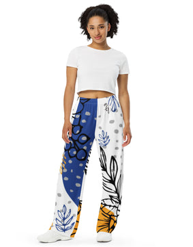 Tropical foliage All-over print unisex wide-leg pants