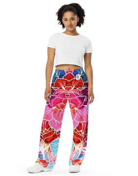 Floral delights All-over print unisex wide-leg pants