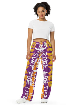 purple yellow summers All-over print unisex wide-leg pants