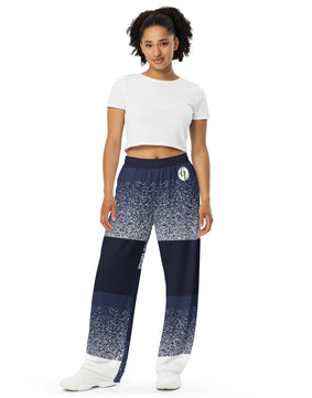 Blue glitter All-over print unisex wide-leg pants