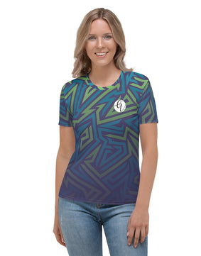 Green blue linear Women's T-shirt