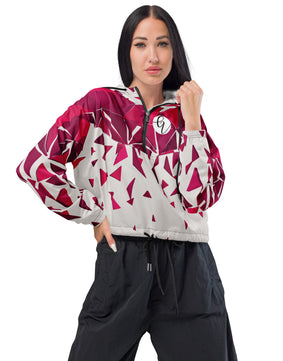 Red ruby mosaic  cropped windbreaker