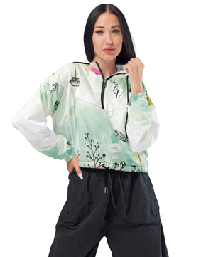 Floral fleece cropped windbreaker