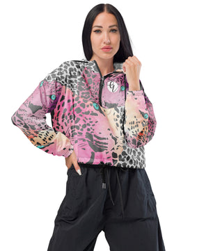 Cheetah printed cropped windbreaker