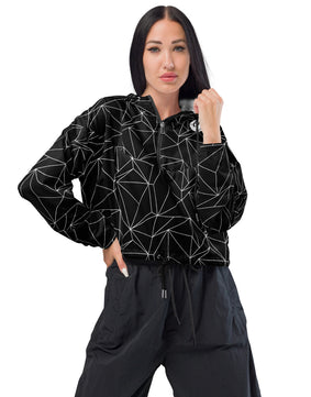 Black and white abstract cropped windbreaker