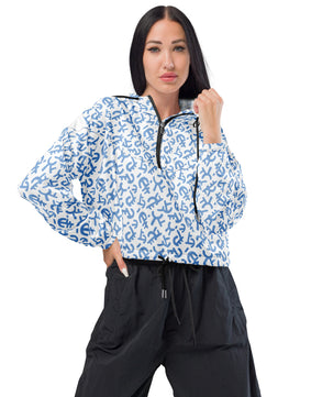 Blue floral cropped windbreaker