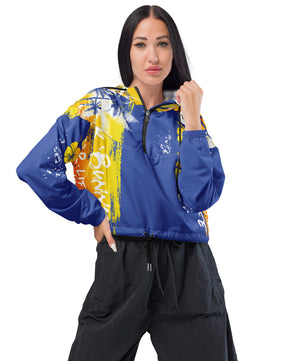 Yellow blue cropped windbreaker