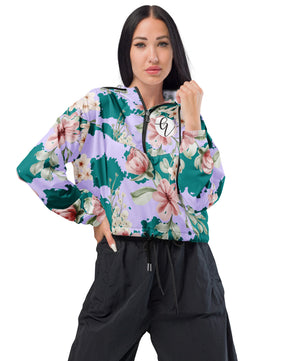 Green peach cropped windbreaker