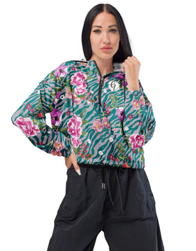 Green pink cropped windbreaker