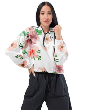 Peach floral cropped windbreaker