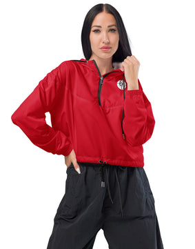 Red coloured cropped windbreaker