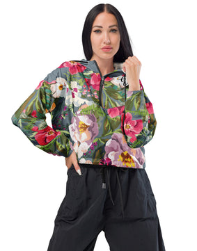 Flower garden cropped windbreaker