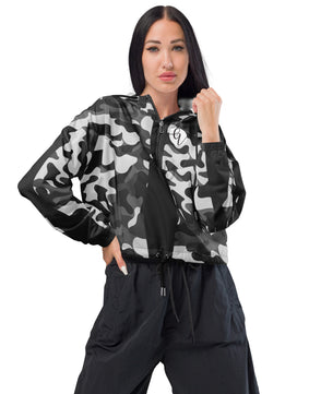 Army printed cropped windbreaker