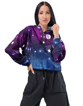 Sparkling galaxy cropped windbreaker