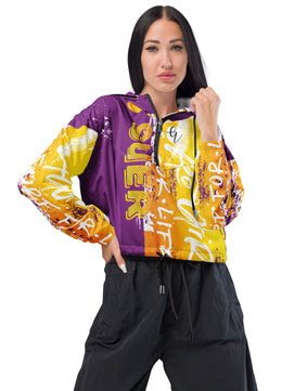 Purple yellow summers cropped windbreaker